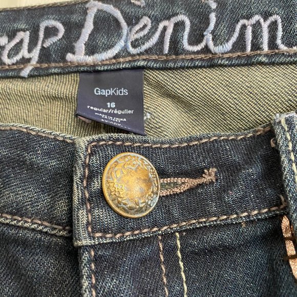 Gap Kids Brown Embroidery Dark Wash Skinny Jeans - Picture 5 of 6